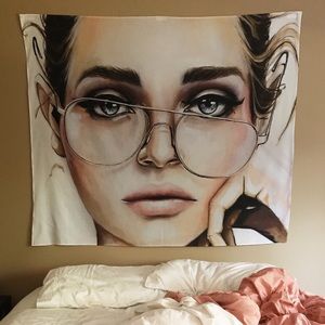 Girl with glasses tapestry